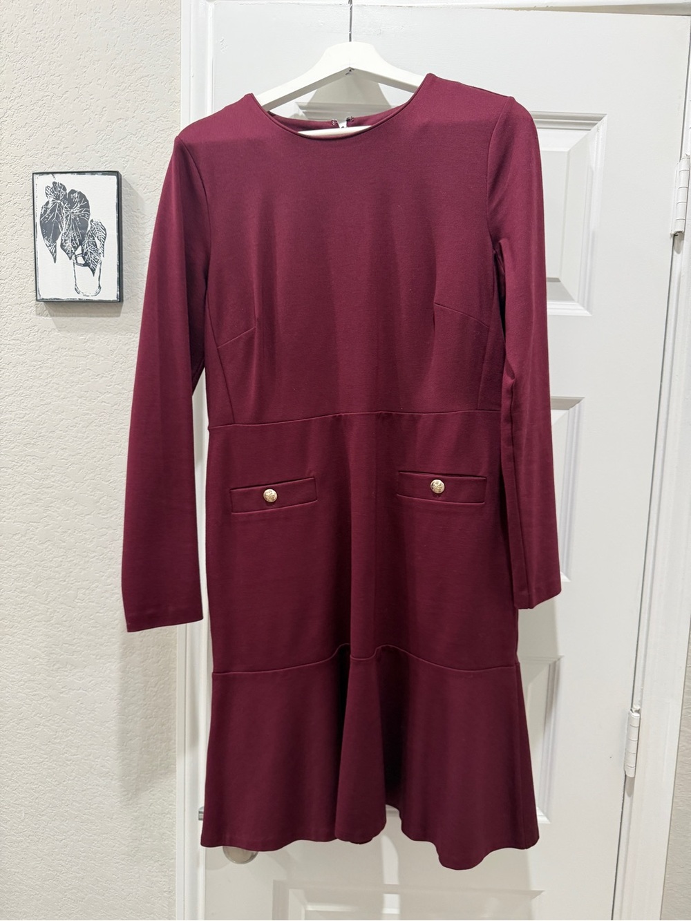 Ann Taylor Long Sleeve Dress in Deep Burgundy